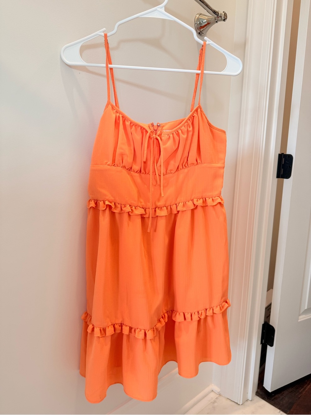 BCBGeneration Vibrant Orange Ruffle Tie-Front Slip Dress